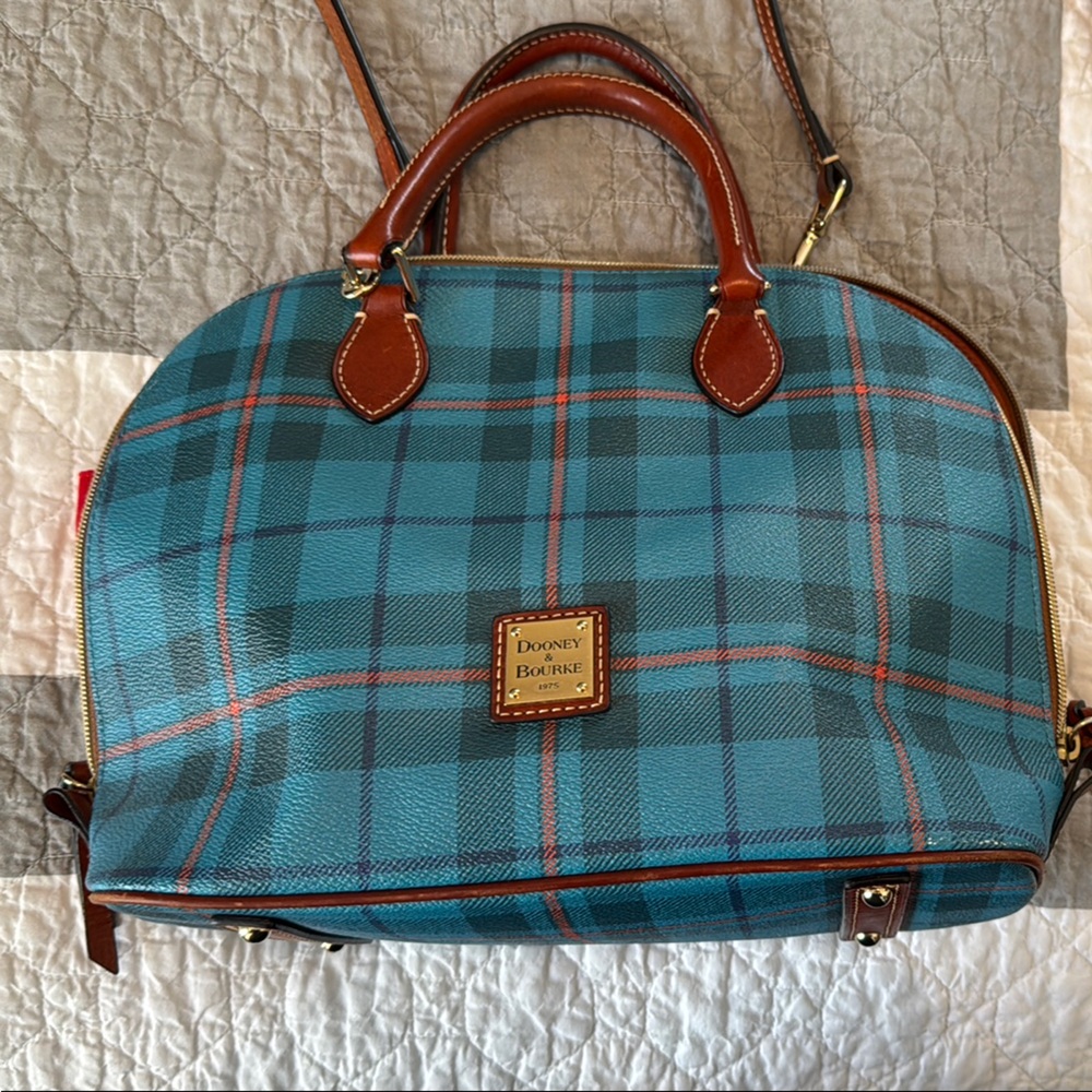 Dooney & Bourke Blue Plaid Leather Purse